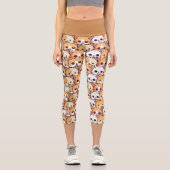 かわいい猫オレンジキッテンpet継ぎ目なしパターン カプリレギンス (正面)