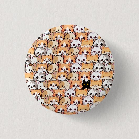 かわいい猫オレンジキッテンpet継ぎ目なしパターン 缶バッジ (正面)