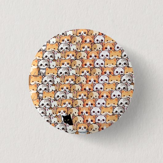 かわいい猫オレンジキッテンpet継ぎ目なしパターン 缶バッジ (正面)