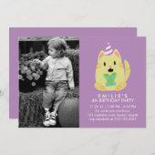 かわいい猫カスタムのフォトバースデーパーティー 招待状 (正面/裏面)