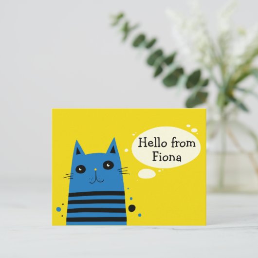 かわいい猫カスタムのメッセージパーソナライズされた ポストカード (スタンド正面)