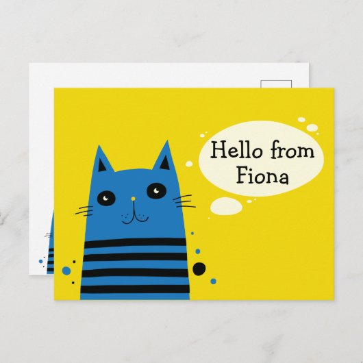 かわいい猫カスタムのメッセージパーソナライズされた ポストカード (正面/裏面)