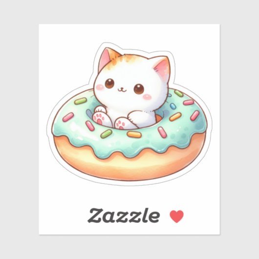 かわいい猫カスタムドーナツ型ビニール シール (シート)