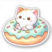 かわいい猫カスタムドーナツ型ビニール シール (正面)