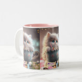 かわいい猫カップパーソナライズマグカップ ツートーンマグカップ (正面左)