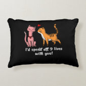 かわいい猫カップルおもしろいでバレンタイン アクセントクッション (正面)