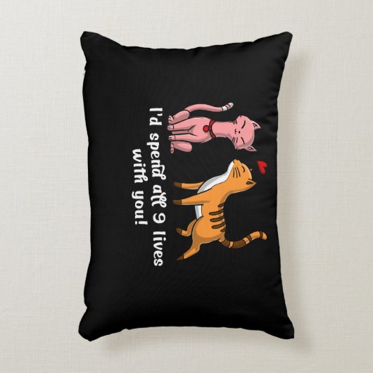 かわいい猫カップルおもしろいでバレンタイン アクセントクッション (正面(垂直))