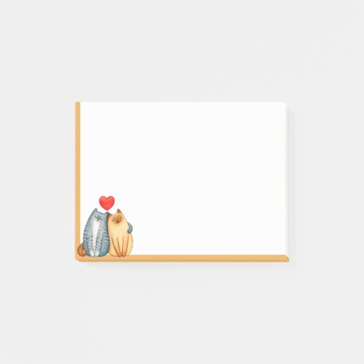 かわいい猫カップルが動物アートを愛する ポストイット (正面)