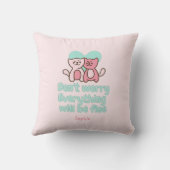 かわいい猫カップルと勇気付けられるパステル クッション (裏面)