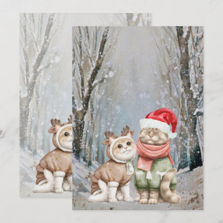 かわいい猫カップルのクリスマスカード シーズンカード