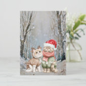 かわいい猫カップルのクリスマスカード シーズンカード (スタンド正面)