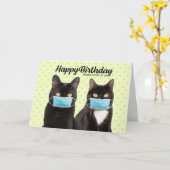 かわいい猫カップルのハッピーバースデー|過去記事 カード (黄色い花)