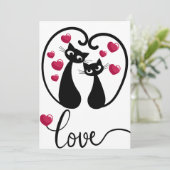 かわいい猫カップルのバレンタインデー招待状 招待状 (スタンド正面)