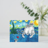 かわいい猫カップルのロマンチックなファンゴッホ葉書 ポストカード (スタンド正面)