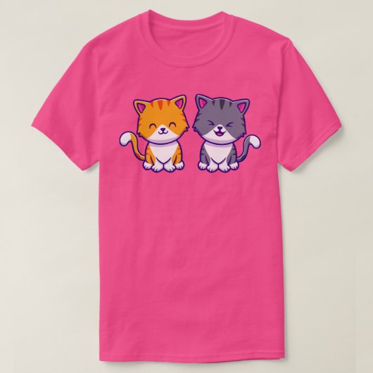 かわいい猫カップルの友達 Tシャツ (デザイン正面)