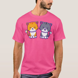 かわいい猫カップルの友達 Tシャツ