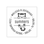 かわいい猫カップル家族ラウンドアドレス2 ラバースタンプ (インプリント)