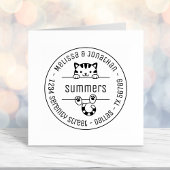 かわいい猫カップル家族ラウンドアドレス セルフインキングスタンプ