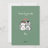 かわいい猫カップル ハッピー バレンタインの日 パステルグリーン シーズンカード (裏面)