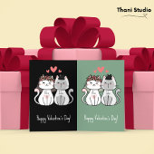 かわいい猫カップル ハッピー バレンタインの日 パステルグリーン シーズンカード