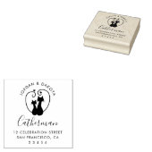 かわいい猫カップル |名前をカスタムすると差出人住所 ラバースタンプ (押印)