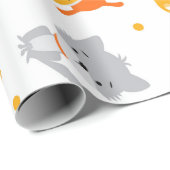 かわいい猫カラフルと犬の包み紙 ラッピングペーパー (ロールコーナー)