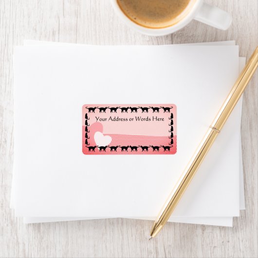 かわいい猫カラフルのシルエット住所 シール (インサイチュ)