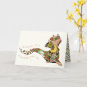 かわいい猫カラフルフローラさよなら仲間 カード (黄色い花)