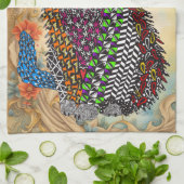 かわいい猫カラフルフローラキッチンタオル キッチンタオル (折り畳み)