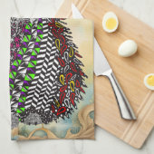 かわいい猫カラフルフローラキッチンタオル キッチンタオル (四つ折り)