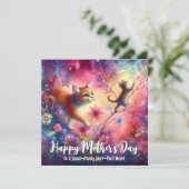 かわいい猫カラフル母の水彩母の日 カード (スタンド正面)