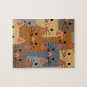 かわいい猫カラフル猫顔コラージュ ジグソーパズル (横)