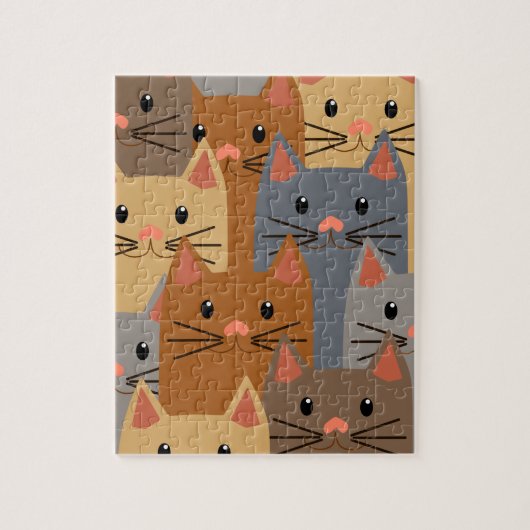 かわいい猫カラフル猫顔コラージュ ジグソーパズル (縦)