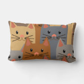 かわいい猫カラフル猫顔コラージュ ランバークッション (裏面)