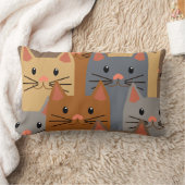 かわいい猫カラフル猫顔コラージュ ランバークッション (ブランケット)