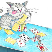 かわいい猫カードお城あいさつカード カード