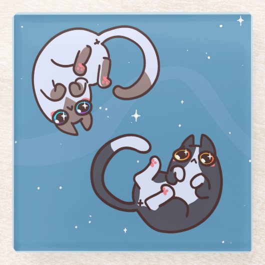 かわいい猫ガラスコースター ガラスコースター (正面)