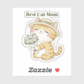 かわいい猫ガーデナー サマー ローズ ブーケ ステッカー シール (シート)
