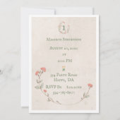 かわいい猫ガーリーフローラ1歳の誕生日 招待状 (裏面)