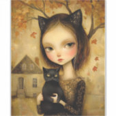 かわいい猫ガール大型カーデカールシール シール (正面)