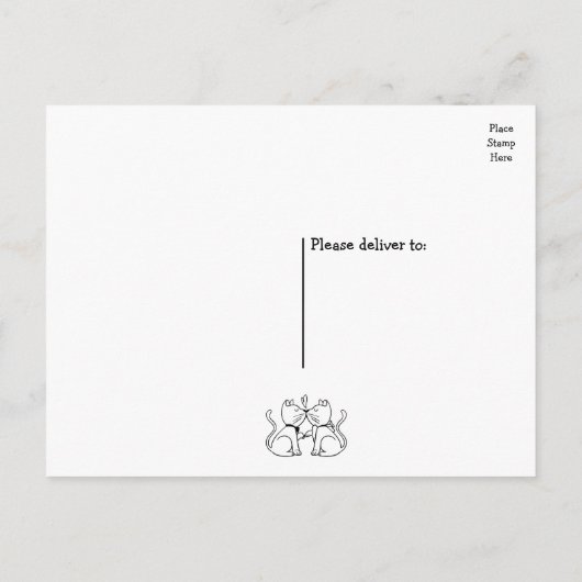 かわいい猫キスをするたち白黒結婚ズ ポストカード (裏面)