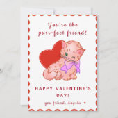 かわいい猫キッズガール教室の友達バレンタインデー シーズンカード (正面)