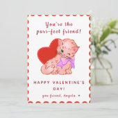 かわいい猫キッズガール教室の友達バレンタインデー シーズンカード (スタンド正面)