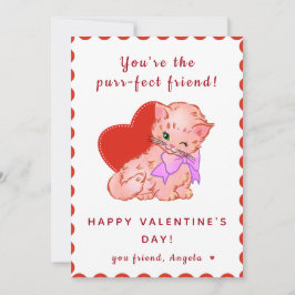 かわいい猫キッズガール教室の友達バレンタインデー シーズンカード