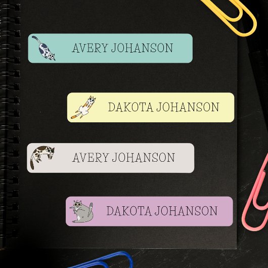 かわいい猫キッズ新学期防水名 ラベル