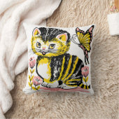 かわいい猫キッズ装飾用クッション-おもしろいと居心地の良さ クッション (ブランケット)