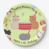 かわいい猫キッズ誕生日パーティー ペーパープレート (正面)