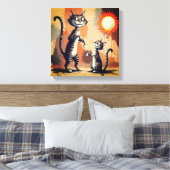 かわいい猫キャラクターアート キャンバスプリント (インサイチュ (寝室))