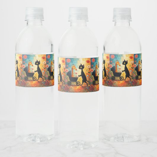かわいい猫キリン水筒ラベル ペットボトルラベル (ボトル)