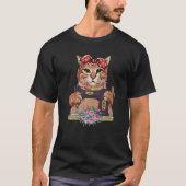 かわいい猫キルティング裁縫機裁縫猫 Tシャツ (正面)